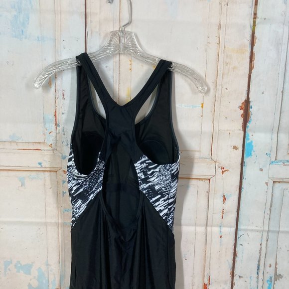 My Charmo Size L Women’s One Piece Swimsuit Boy Short Leg Black White Dive Yoga - Picture 5 of 16